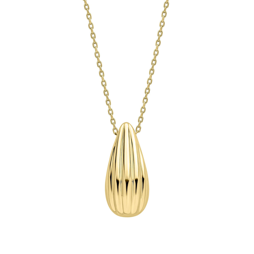 Elements Gold Ridged Teardrop Necklace