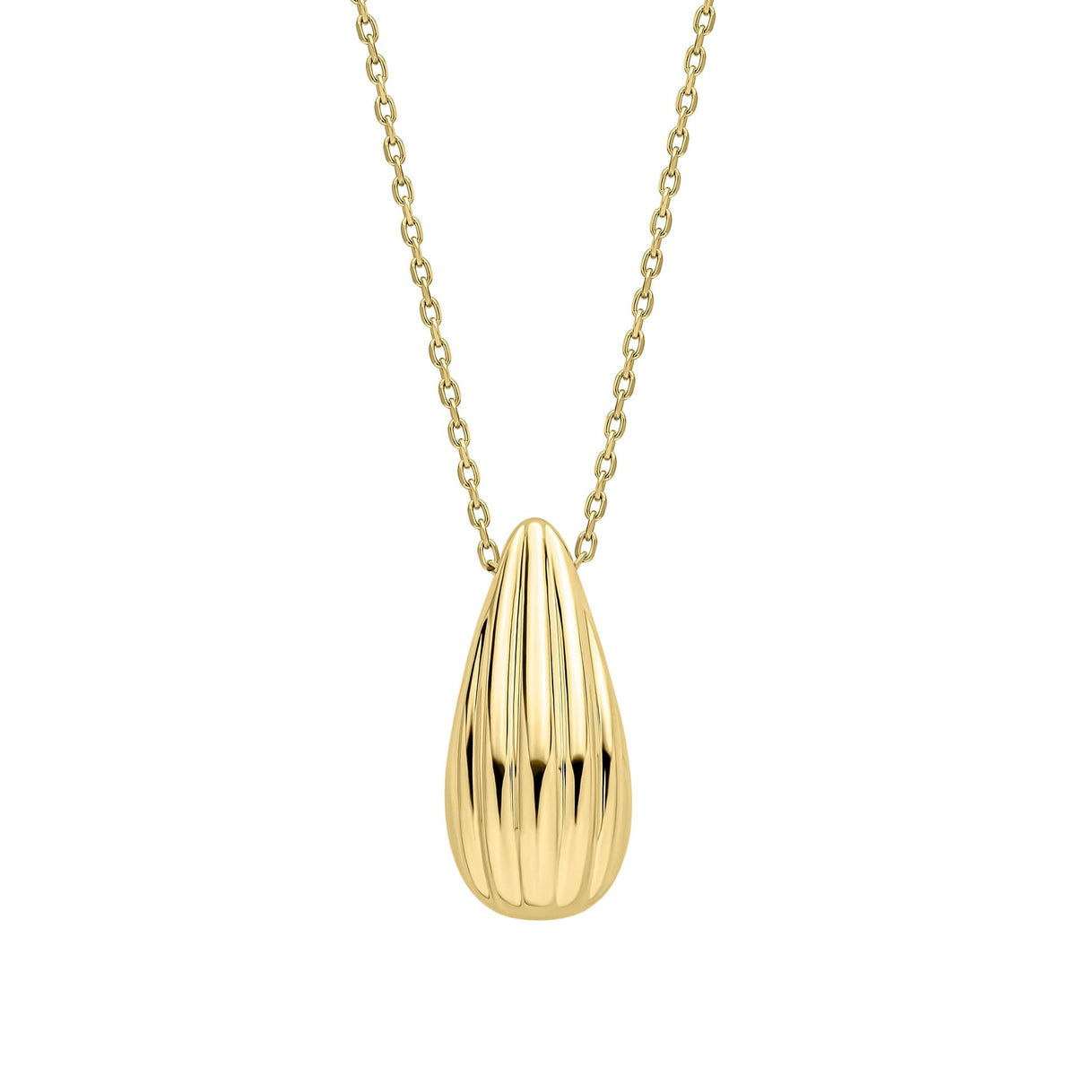 Elements Gold Ridged Teardrop Necklace