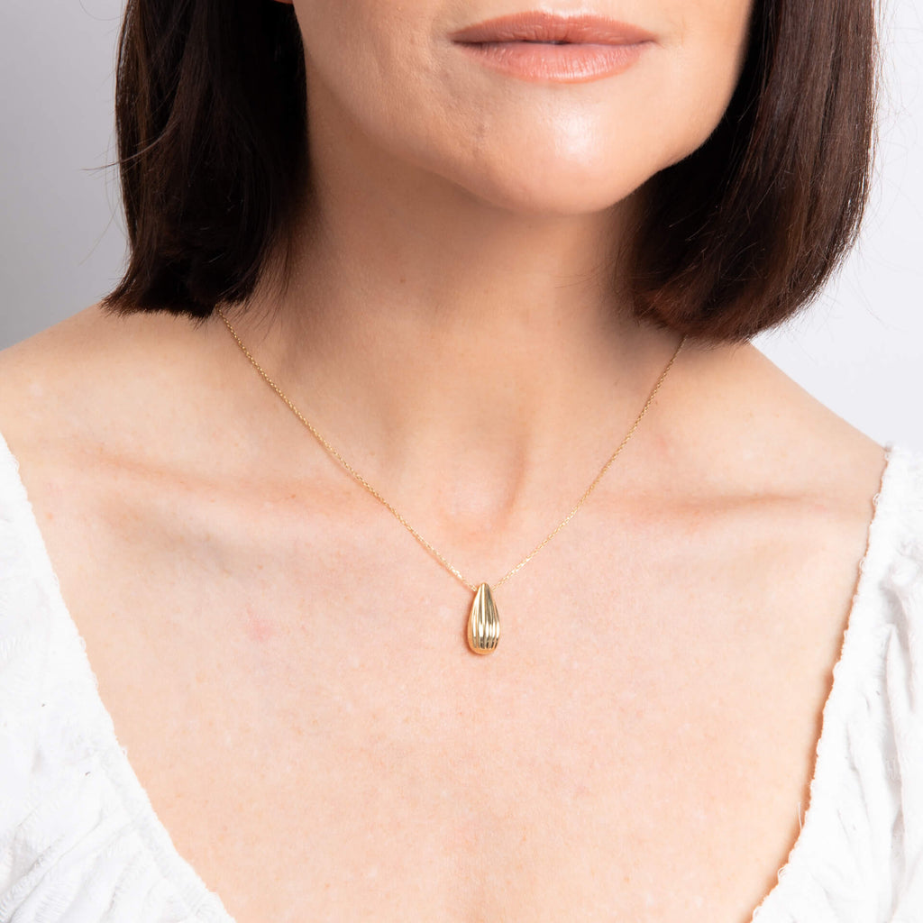 Elements Gold Ridged Teardrop Necklace