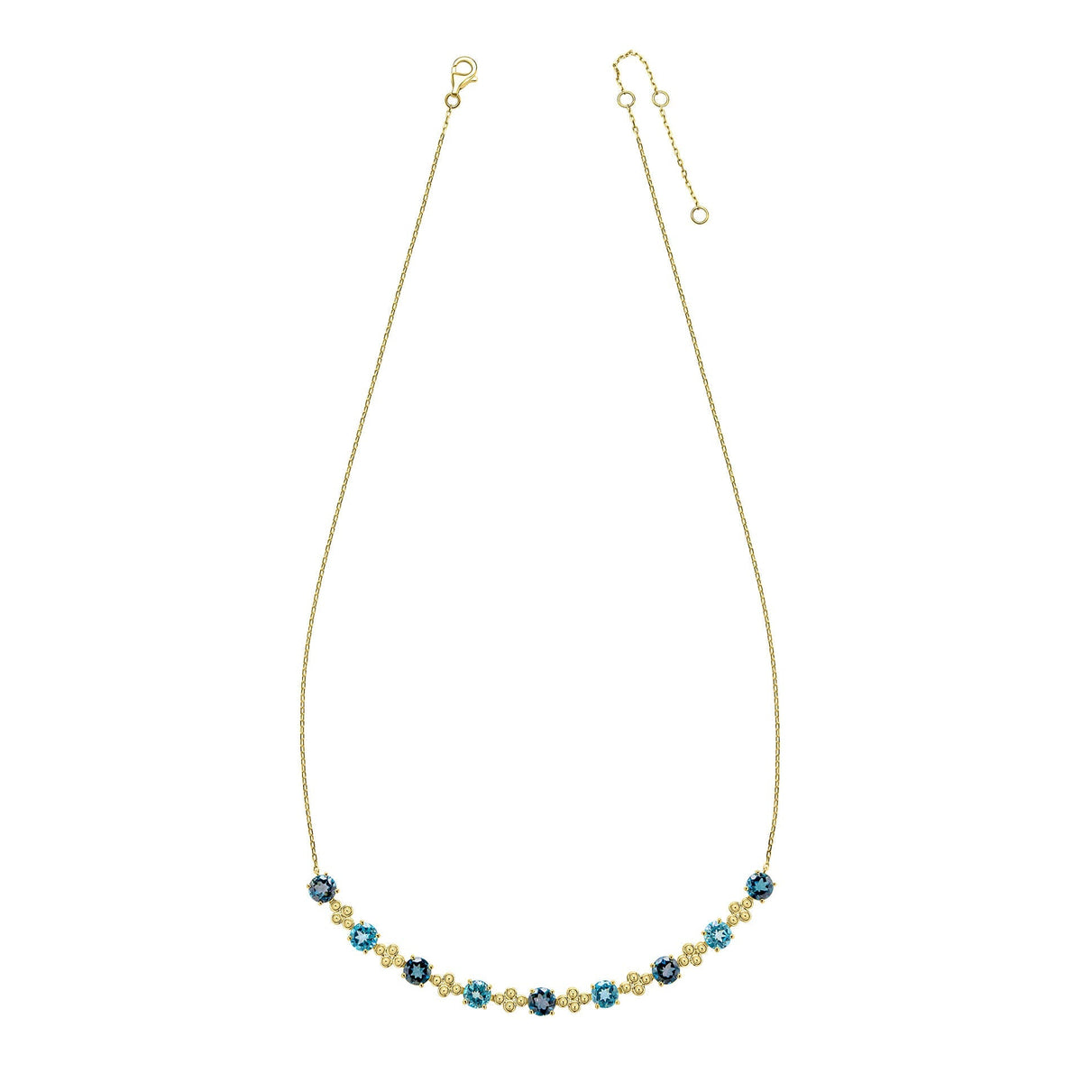 Elements Gold Ornate Blue Topaz Necklace