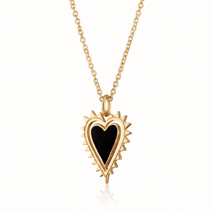 Gold Black Heart Charm Necklace