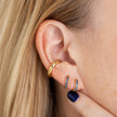 Huggie Earrings with Blue Stones