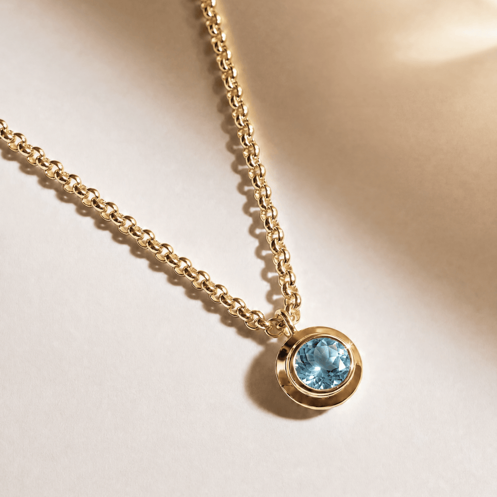 Gold Blue Topaz Necklace - Avery