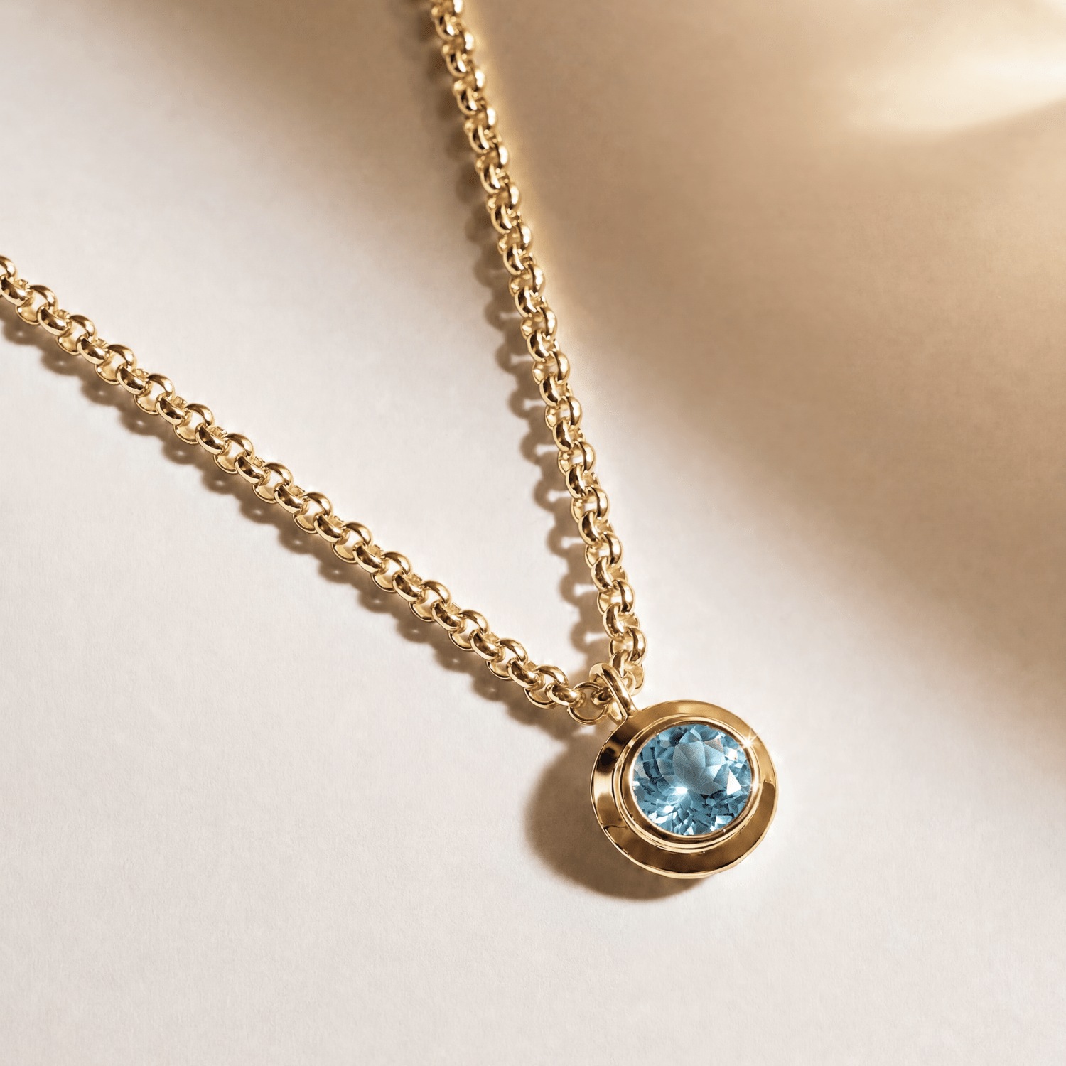 Gold Blue Topaz Necklace - Avery