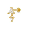 Pendiente individual plano con diamante en forma de gota