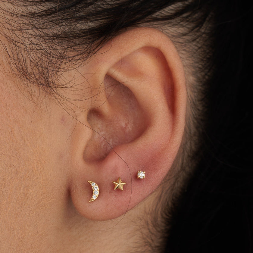 Faceted Star Single Flat Back Earring