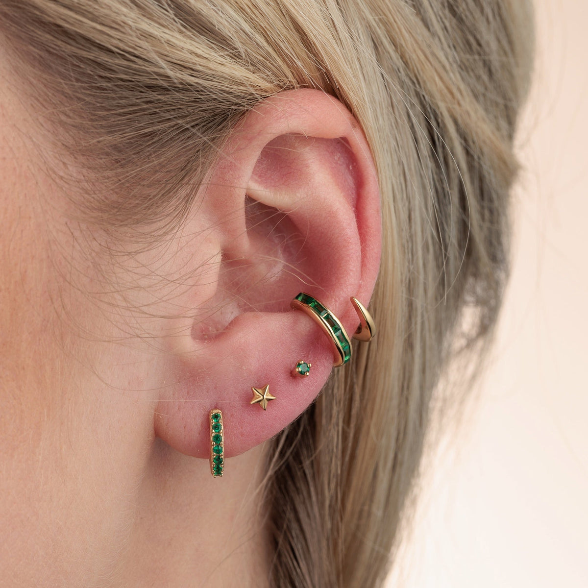 Faceted Star Single Flat Back Earring