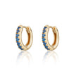 Huggie Earrings with Blue Stones