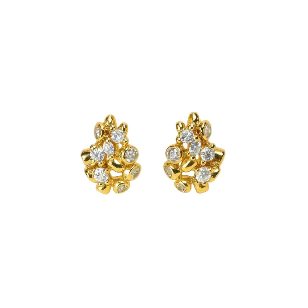 Gold Lyra Stud Earrings