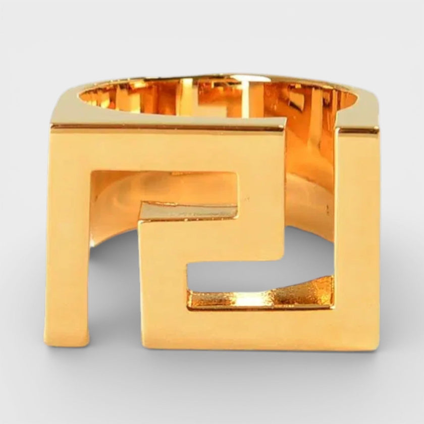 Statement Band Ring Metal Gold Tone
