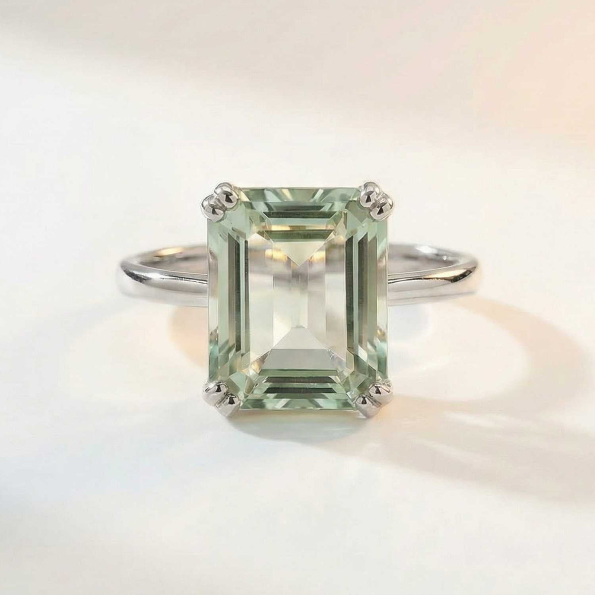 Anello in quarzo verde oro o argento - Luna