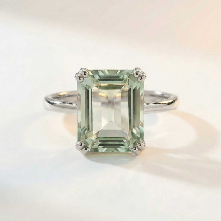 Anello in quarzo verde oro o argento - Luna
