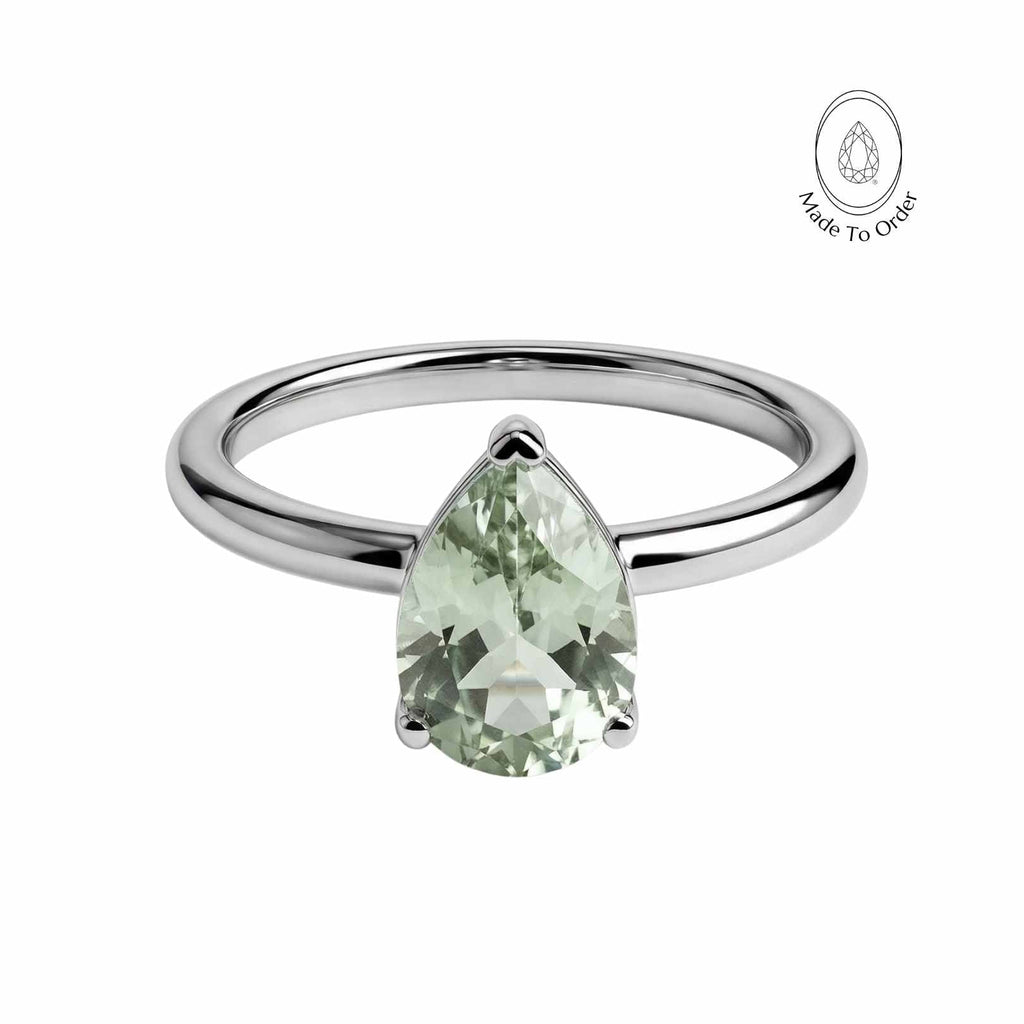 Gold or Silver Pear Amethyst Ring- Zinnia