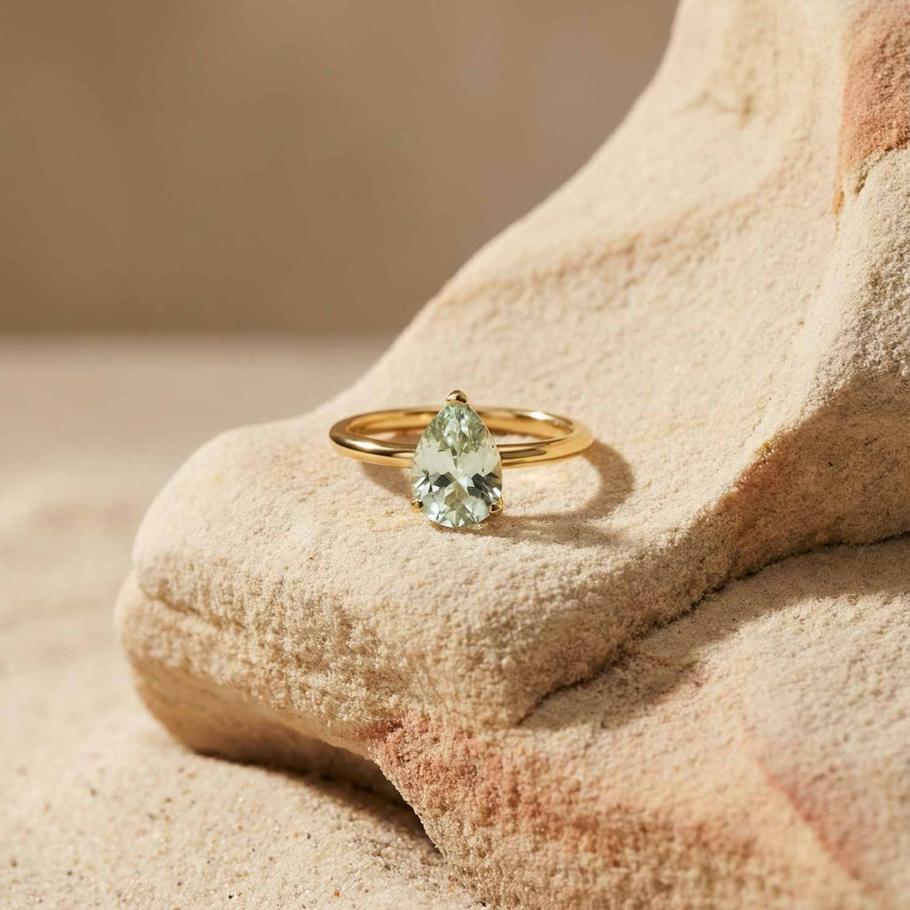 Gold or Silver Pear Amethyst Ring- Zinnia