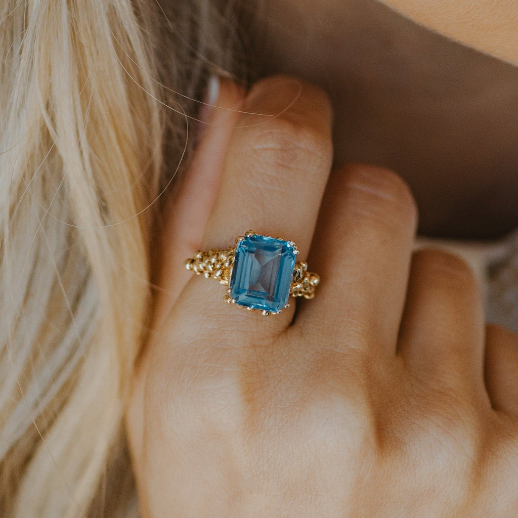 Gold or Silver Sky Blue Topaz Ring - Aurelia