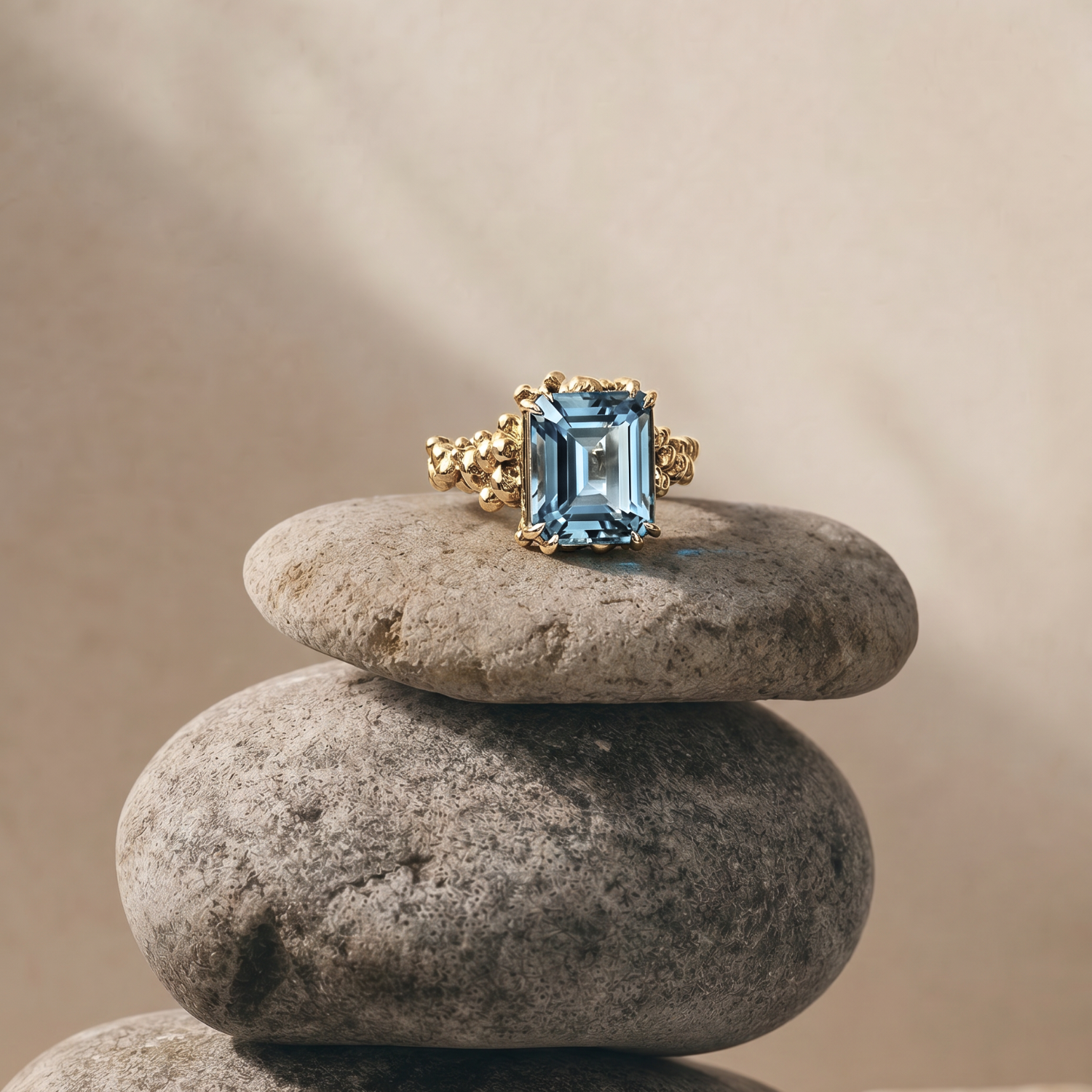 Gold or Silver Sky Blue Topaz Ring - Aurelia