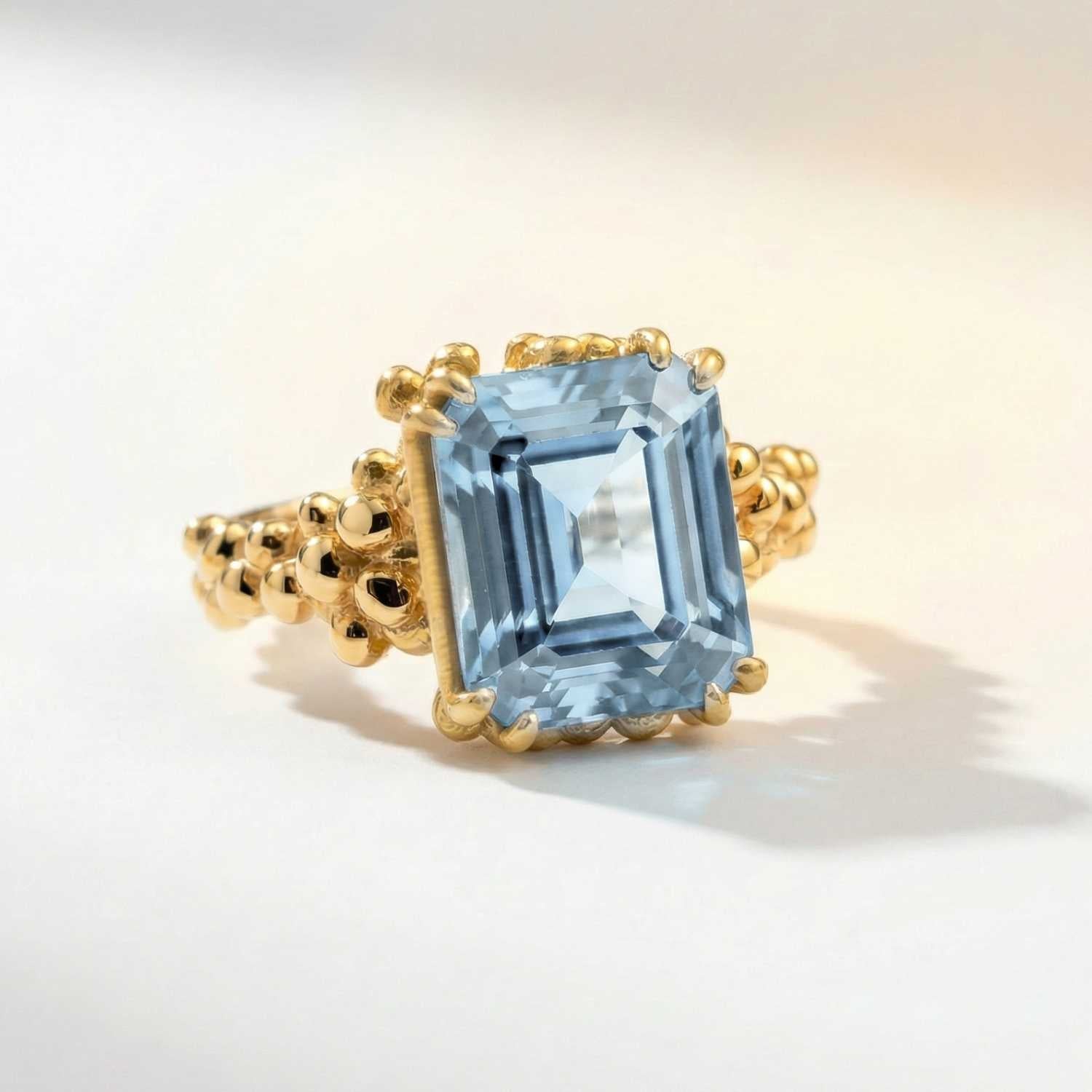 Gold or Silver Sky Blue Topaz Ring - Aurelia