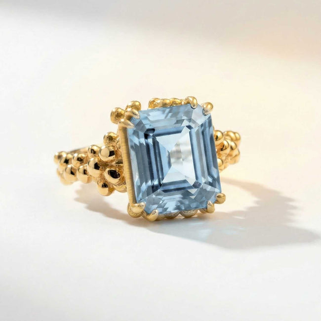 Gold or Silver Sky Blue Topaz Ring - Aurelia
