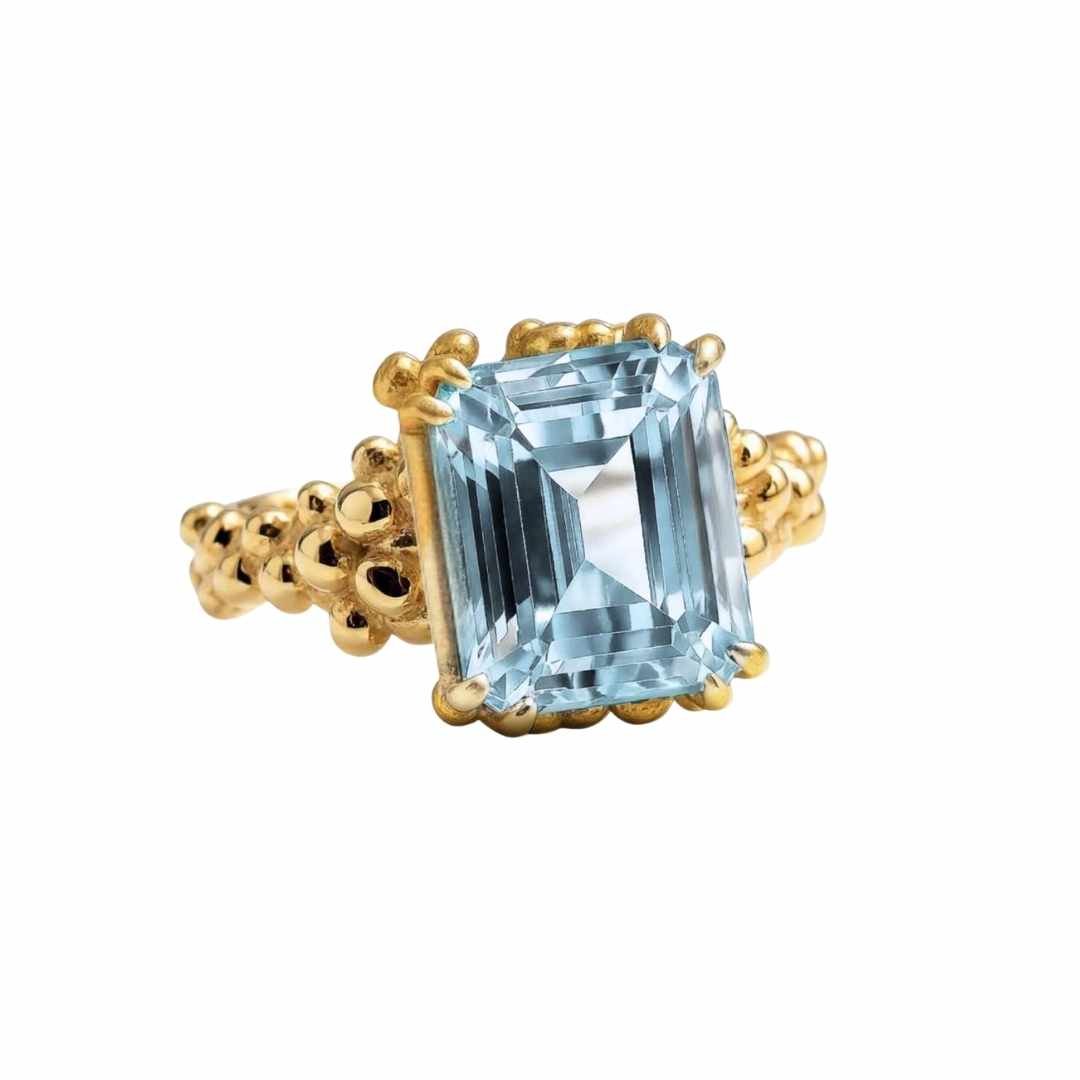 Gold- oder Silberskyblauer Topasring – Aurelia