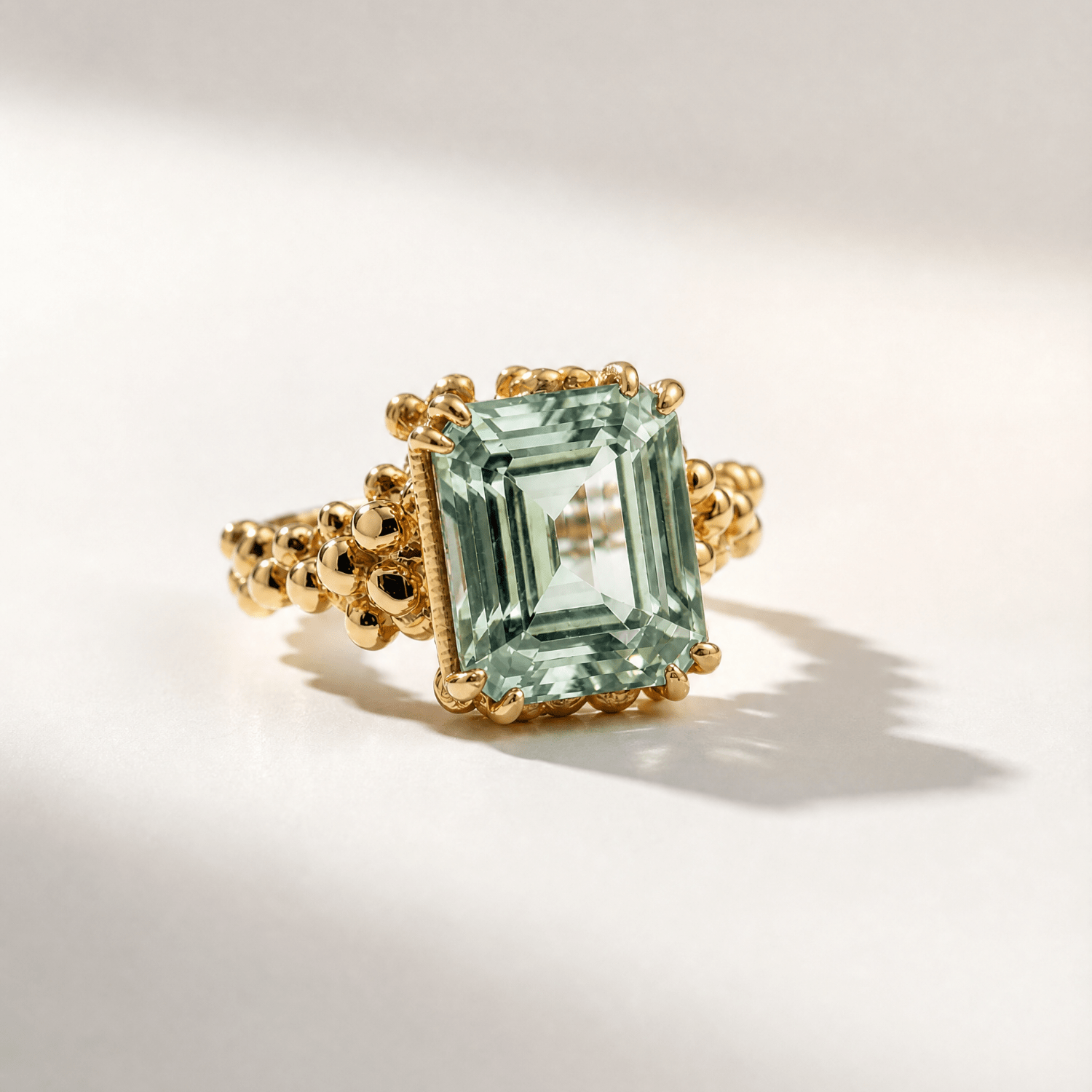 Gold or Silver Statement Green Quartz Ring - Giselle