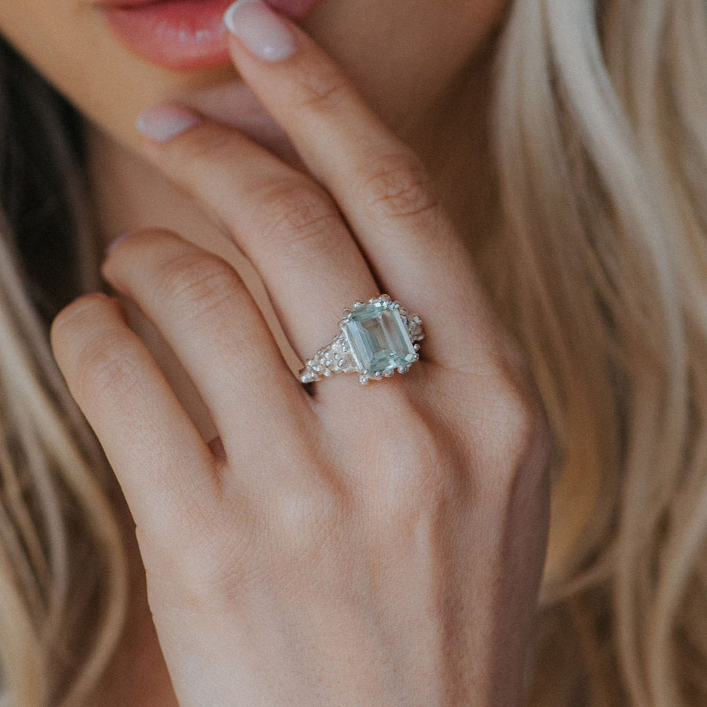 Zilveren Statement Ring met Groene Kwarts - Giselle