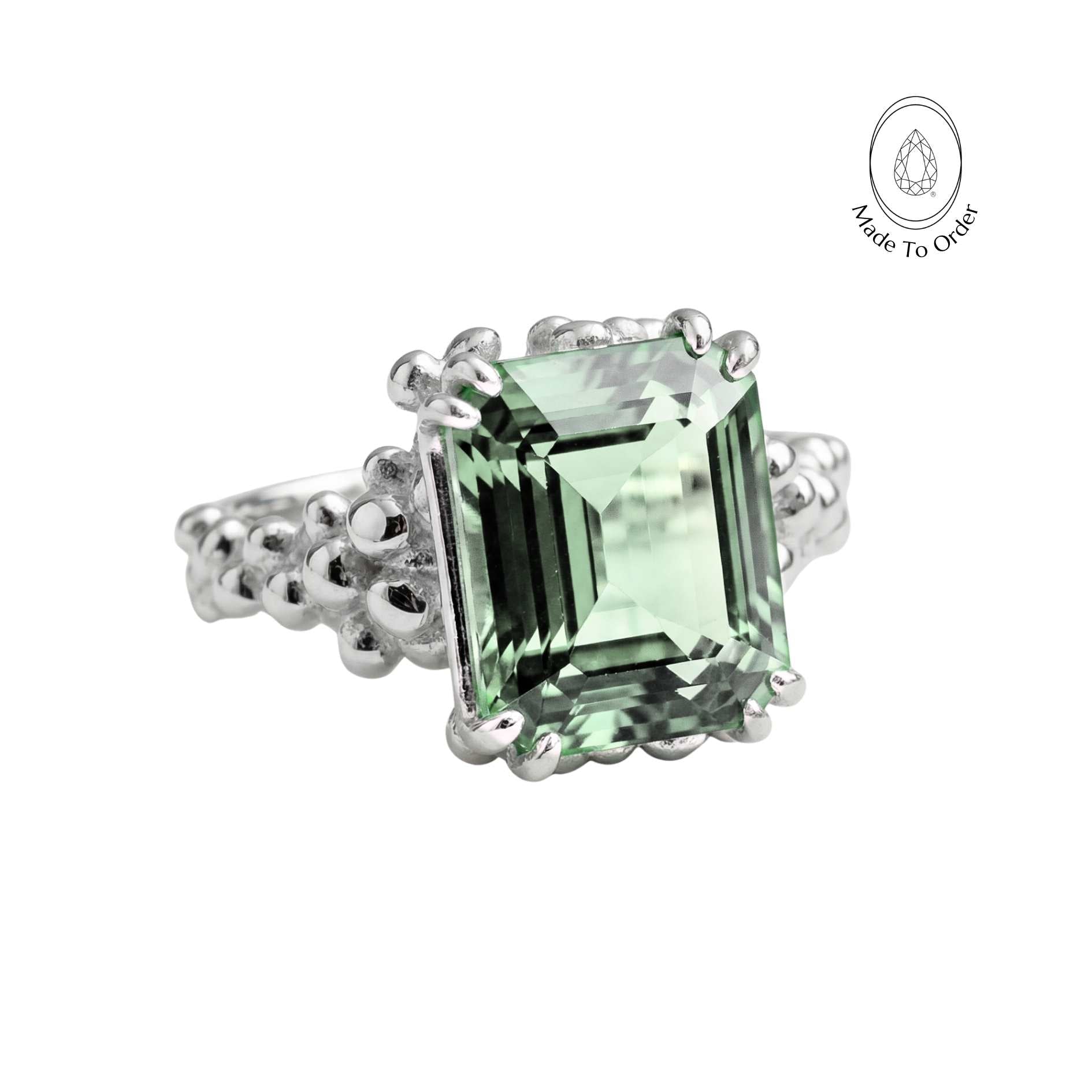 Zilveren Statement Ring met Groene Kwarts - Giselle