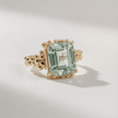 Gold or Silver Statement Green Quartz Ring - Giselle