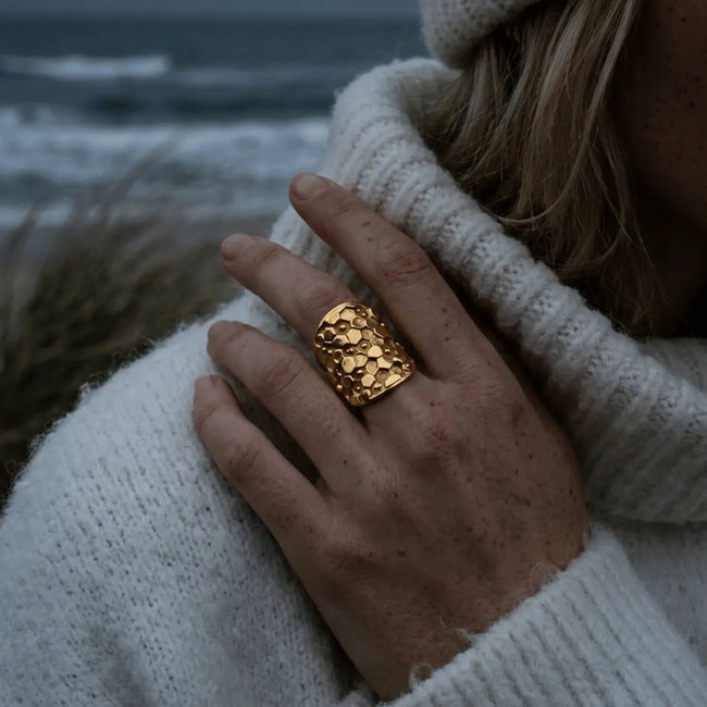 Gold or Silver Statement Saddle Ring - Hemera