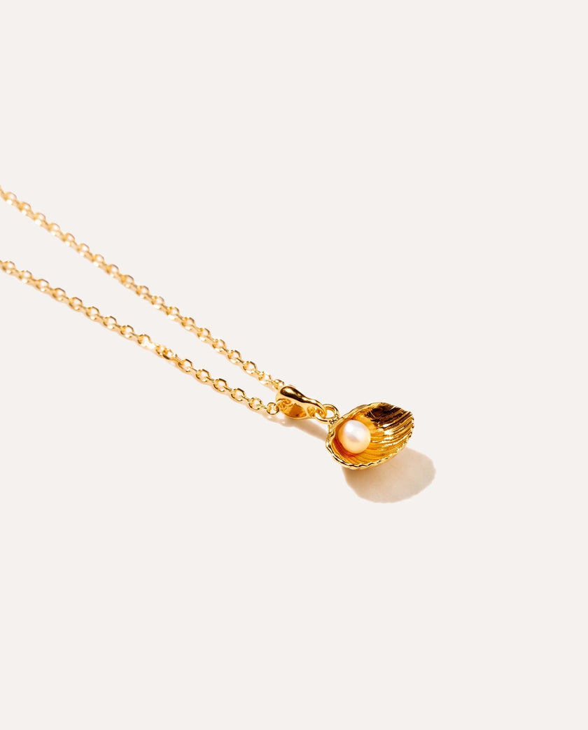 Gold Pearl Sea Shell Necklace