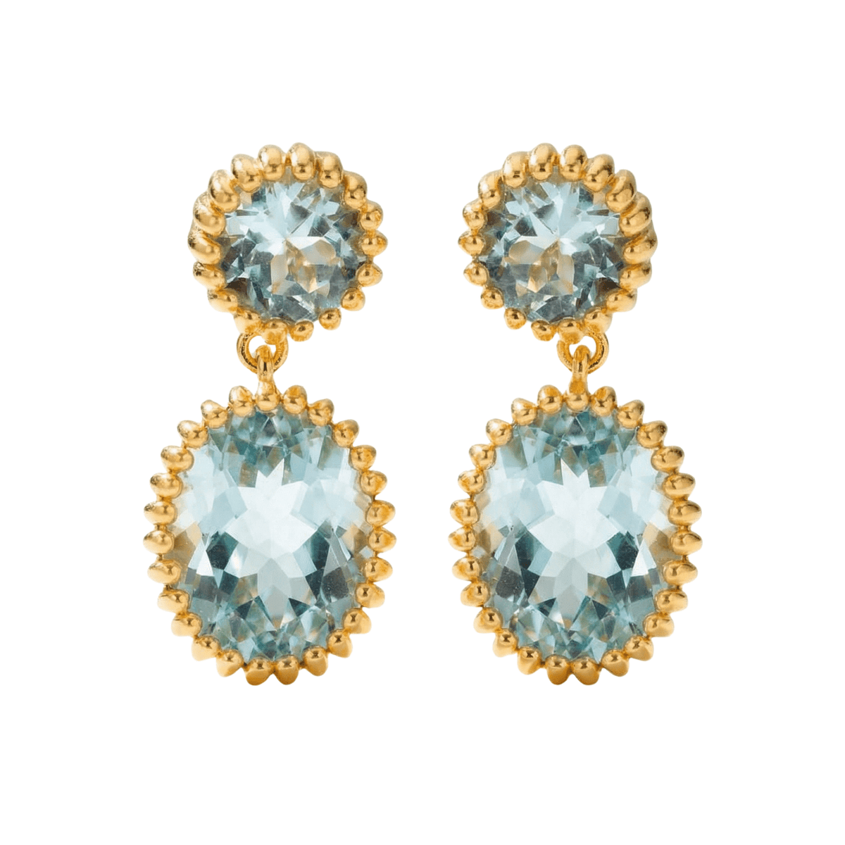 Boucles d'oreilles Aurélia en topaze bleue ciel et or