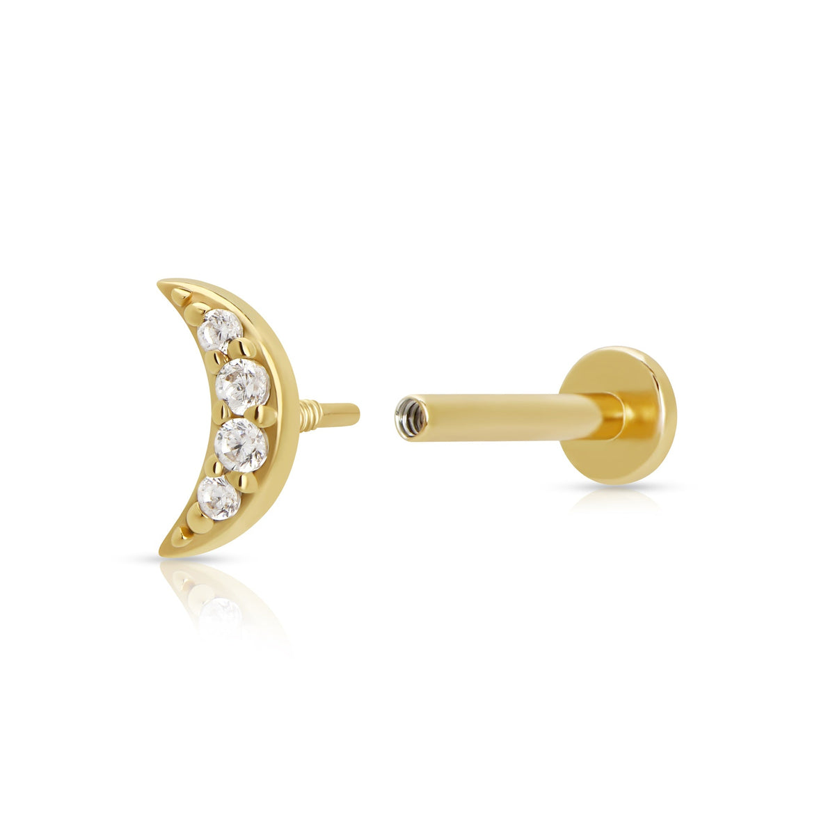 Sparkling Moon Single Flat Back Earring