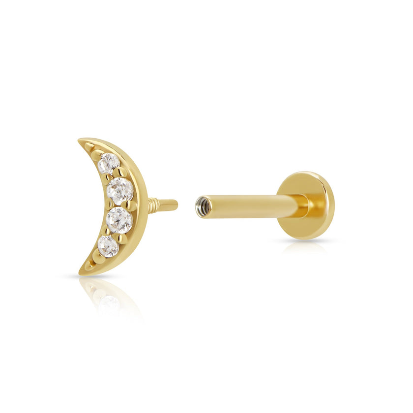 Sparkling Moon Single Flat Back Earring
