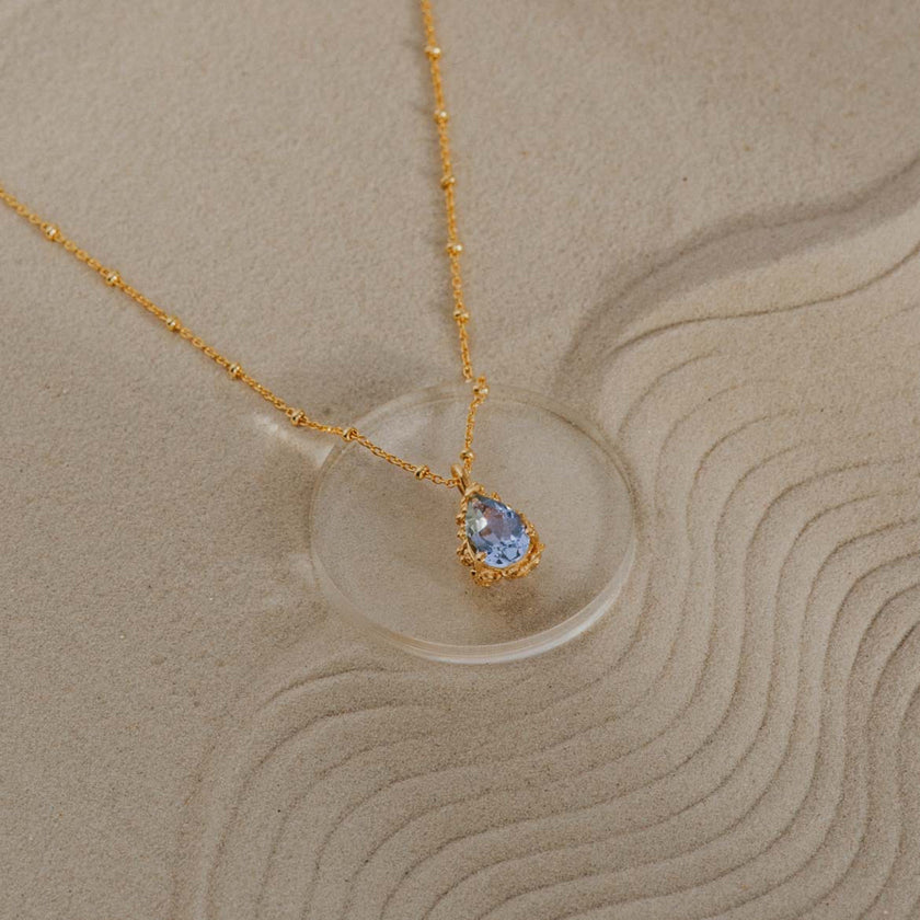 Gold Vermeil Blue Topaz Necklace - Aurelia