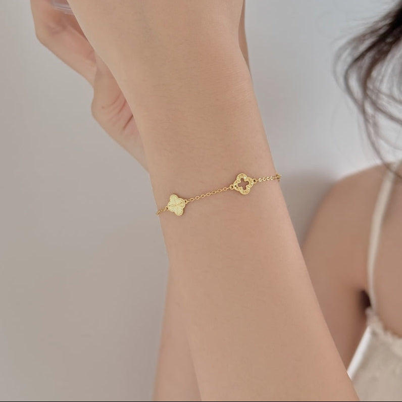 Gold clover cut out bracelet