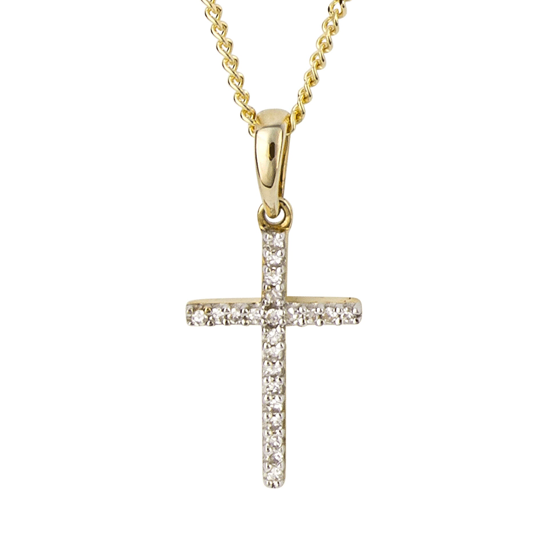Elements Gold Cross Pendant with Diamond