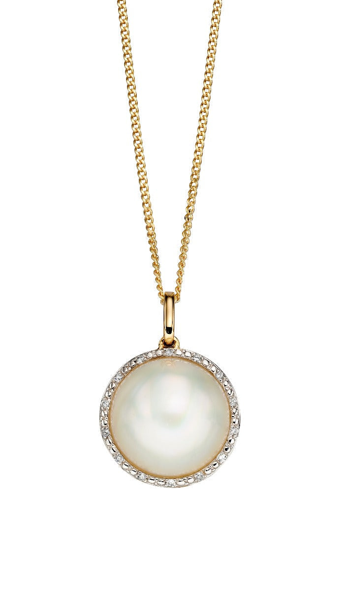 Elements Gold Mabe Pearl and Diamond Pendant