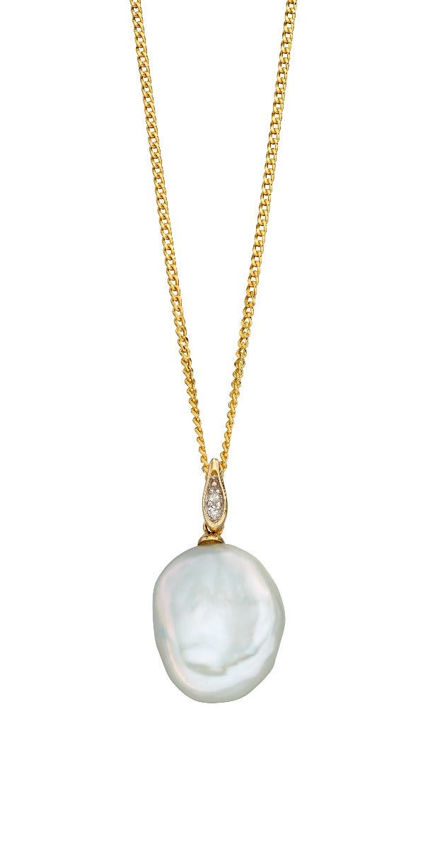 Elements Gold Keshi Pearl Pendant with Diamond Bale