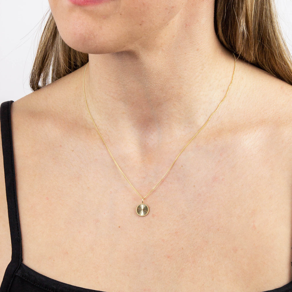 Elements Gold Granulation and Brushed Surface Disc Pendant