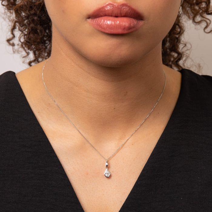 Elements Gold Pear Cut Knife Edge Pendant