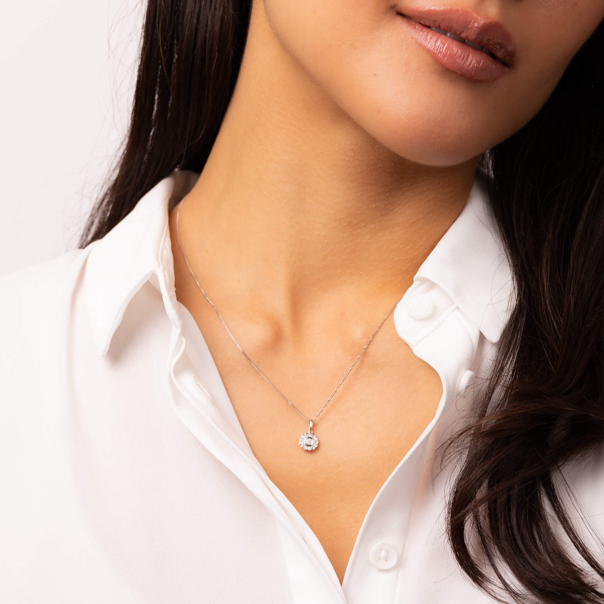 Elements Gold Bezel Set Diamond Cluster Pendant