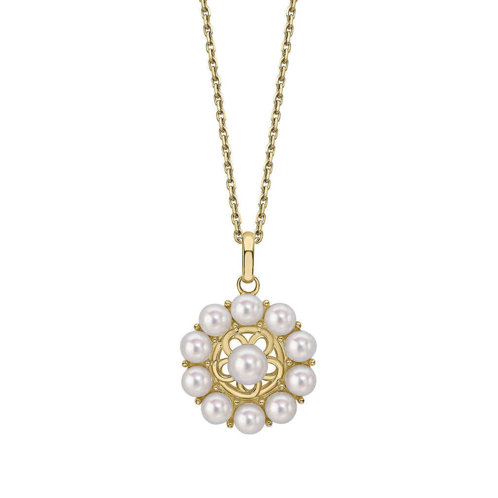 Elements Gold Floral Freshwater Pearl Pendant