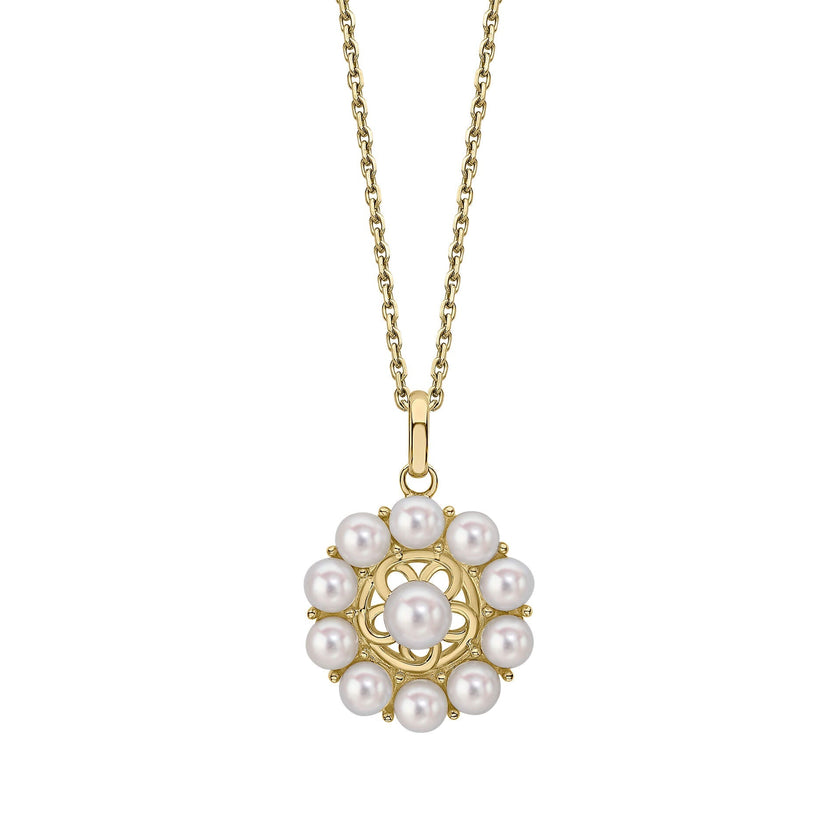 Elements Gold Floral Freshwater Pearl Pendant