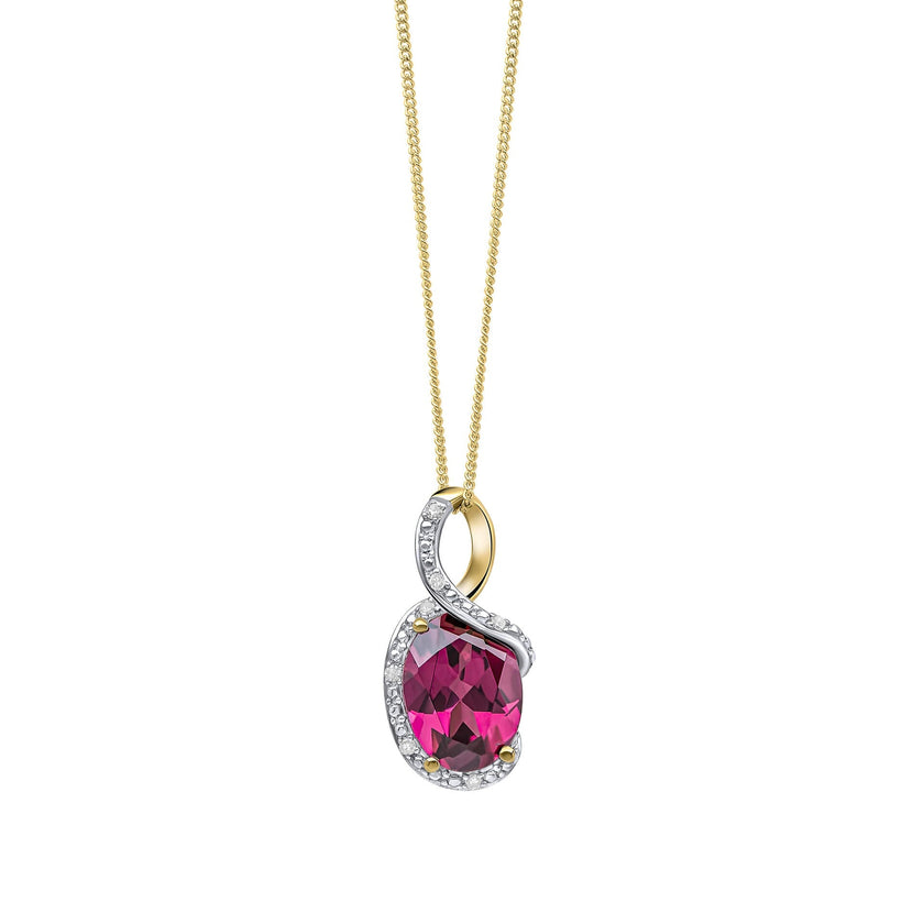 Elements Gold Eleganter Twist Granat-Anhänger