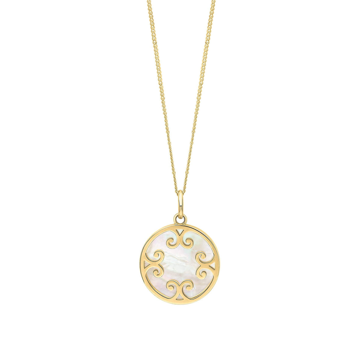 Elements Gold Mother Of Pearl Inlay Swirl Pendant