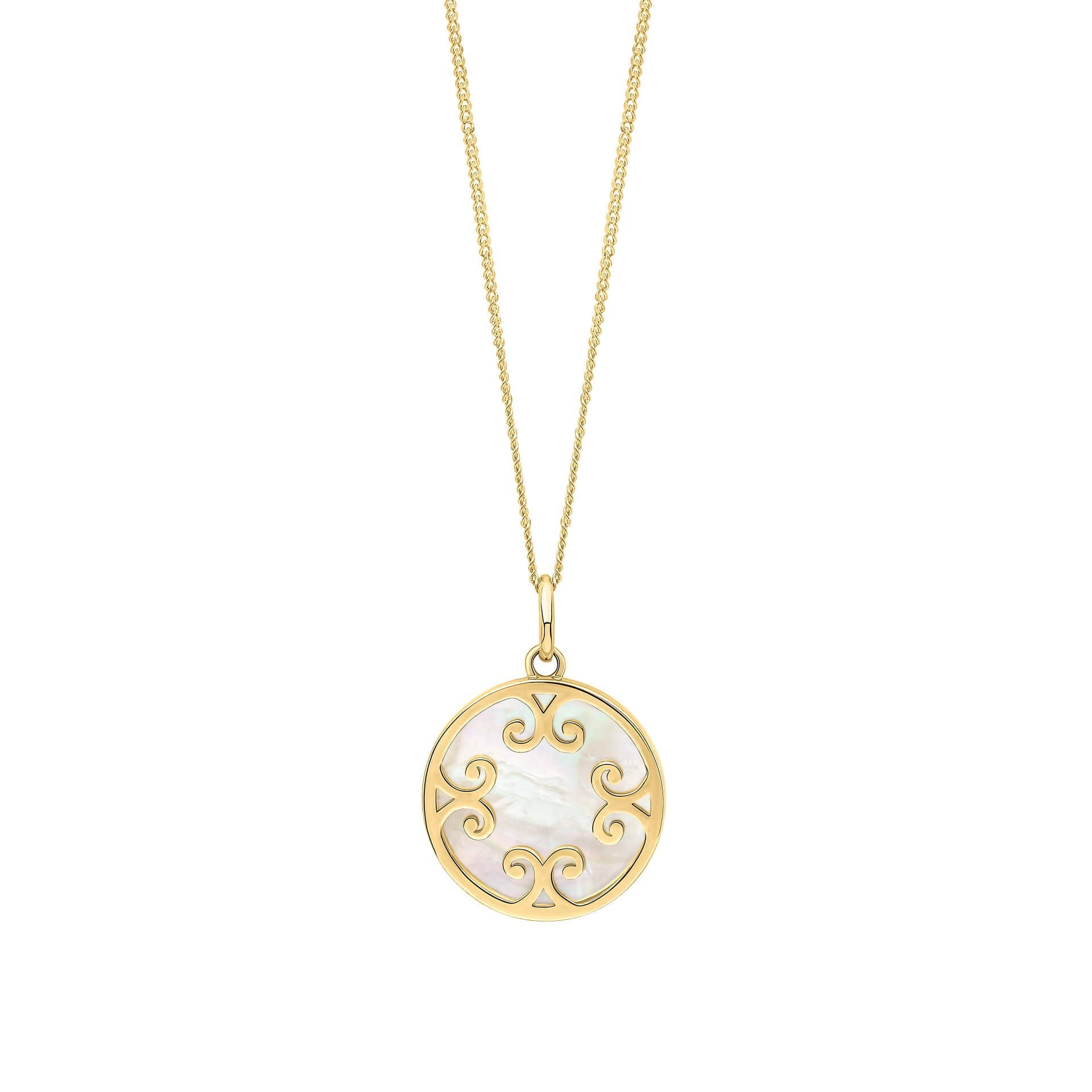 Elements Gold Mother Of Pearl Inlay Swirl Pendant