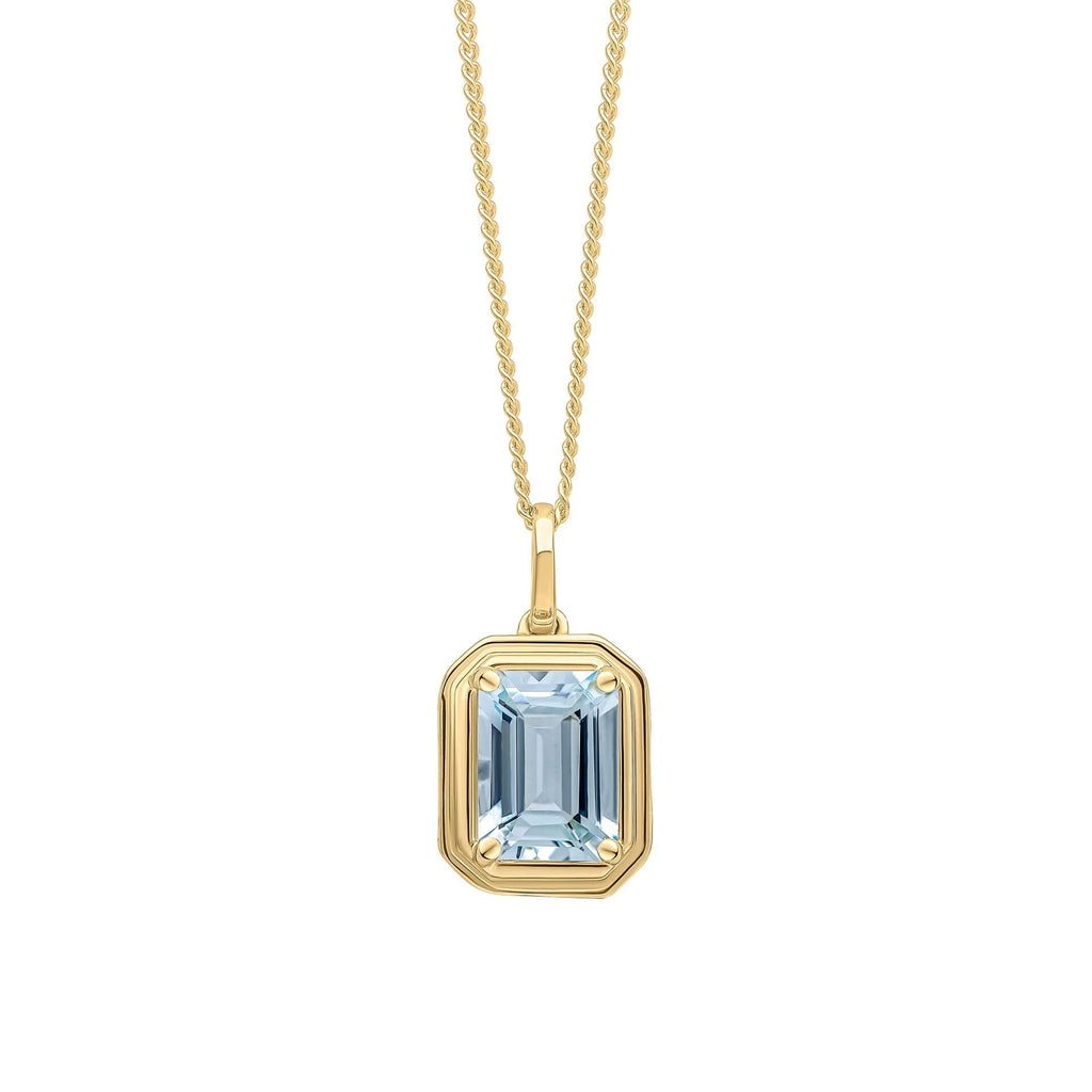 Elements Gold Elongated Octagon Aquamarine Pendant