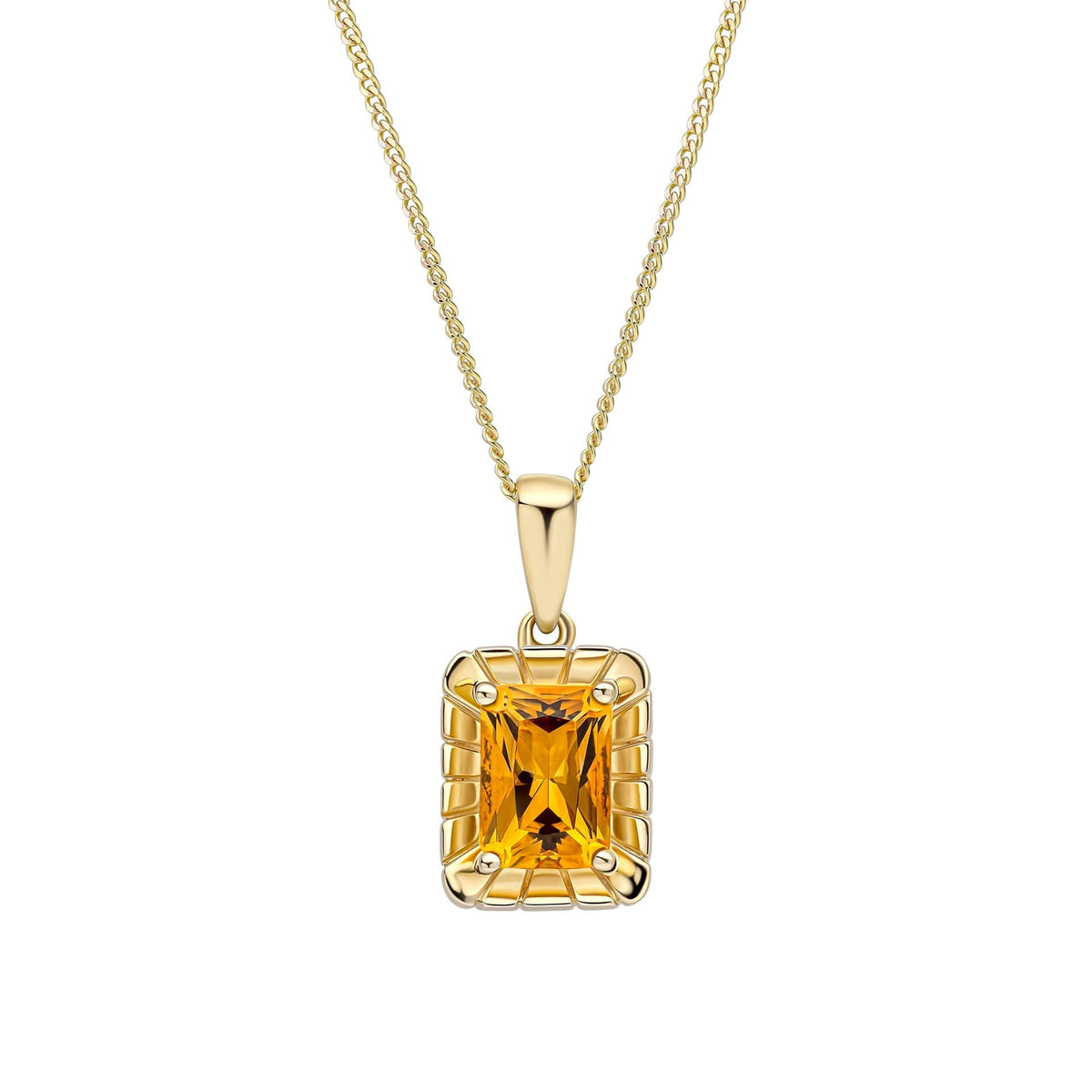 Elements Gold Detaillierter Achteck-Citrin-Anhänger