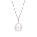 Elements Gold Oversized Baroque Pearl and White Topaz Detail Pendant