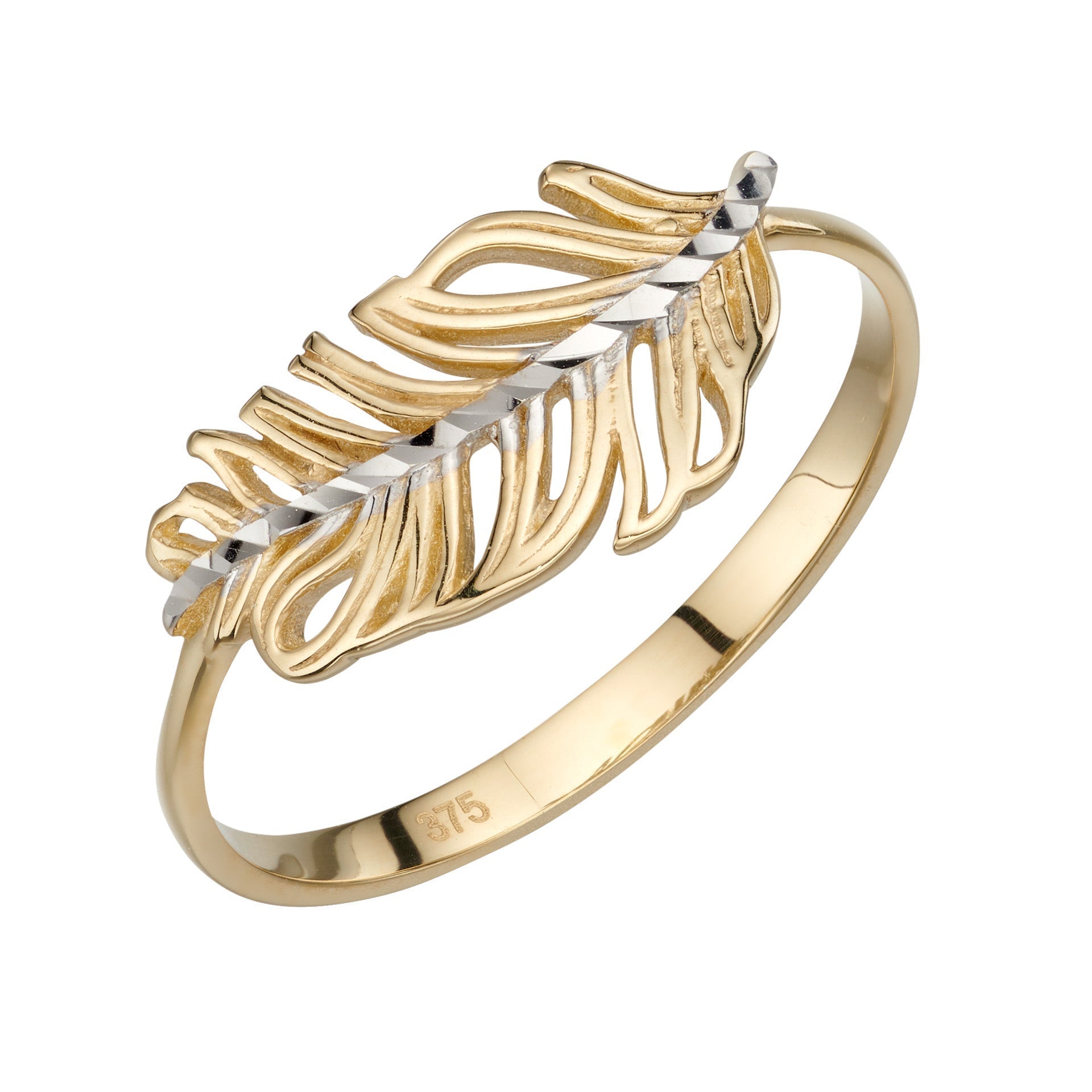Elements Gold Plain Feather Ring