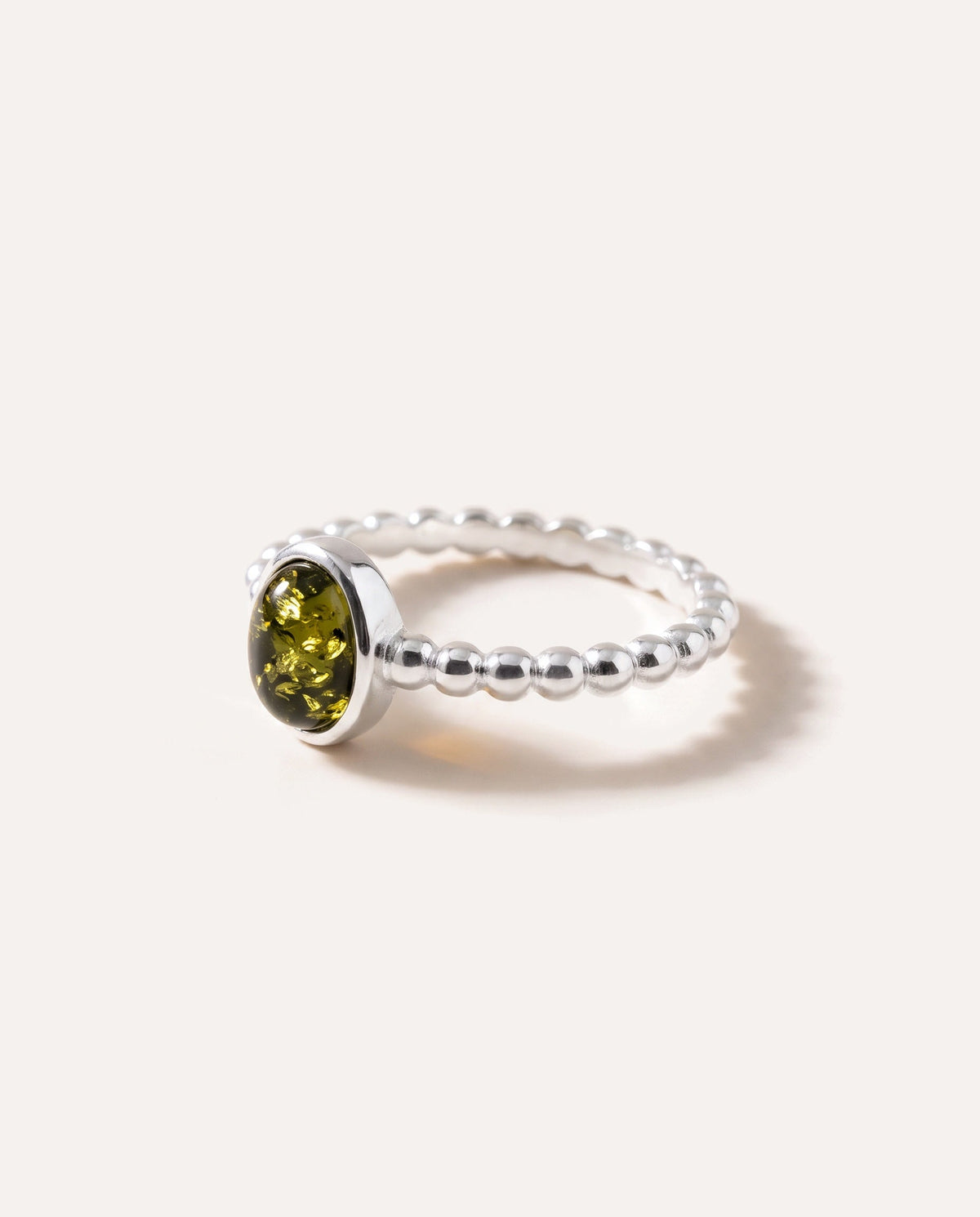 Anello a bolle sovrapponibili in ambra verde